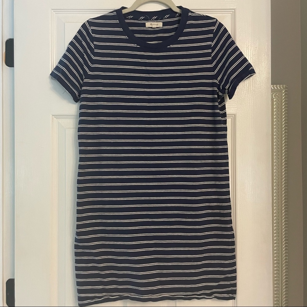 Tee Shirt Dress - Navy and White Stripe